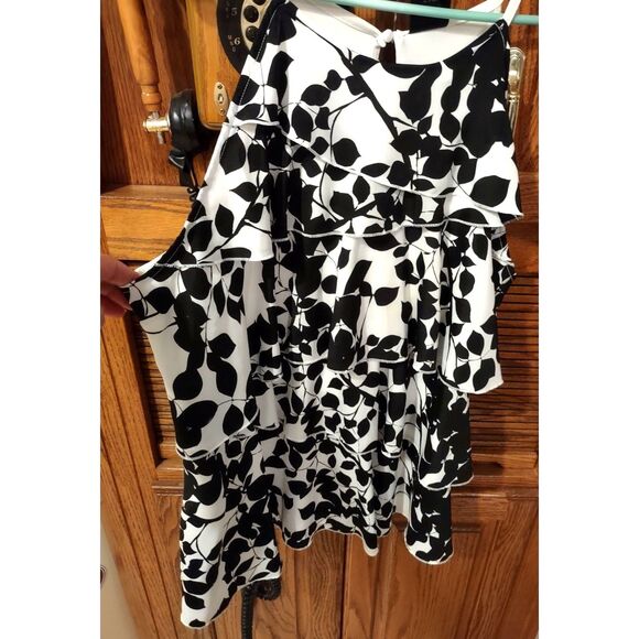 Worthington Woman's Classic Floral Ruffle Tiered Spagetti Strap Blouse - Picture 3 of 6